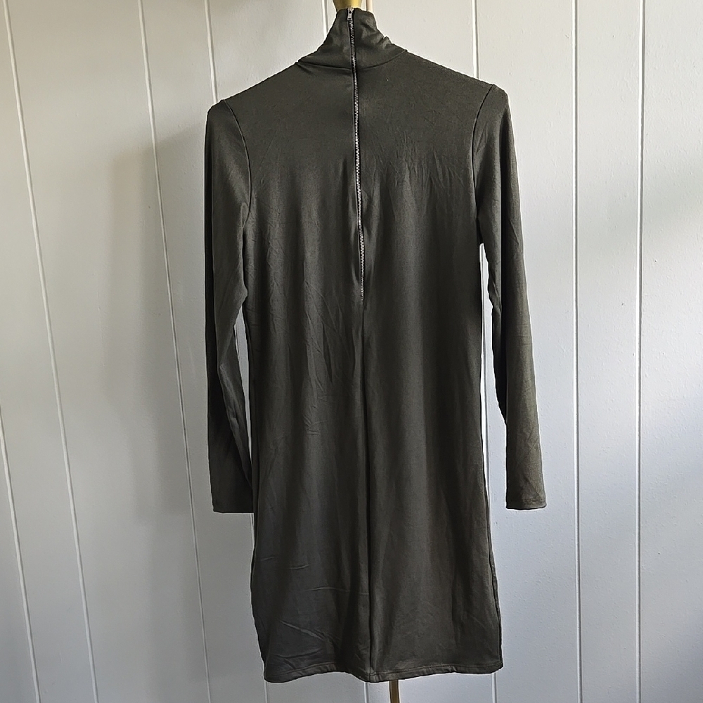 BUMPSUIT Elegant Olive Green Turtleneck Maternity Dress Size L - Picture 8 of 11